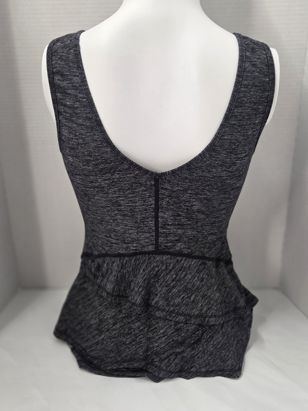 Sleeveless Heathered Peplum Tank Top - Dark Gray